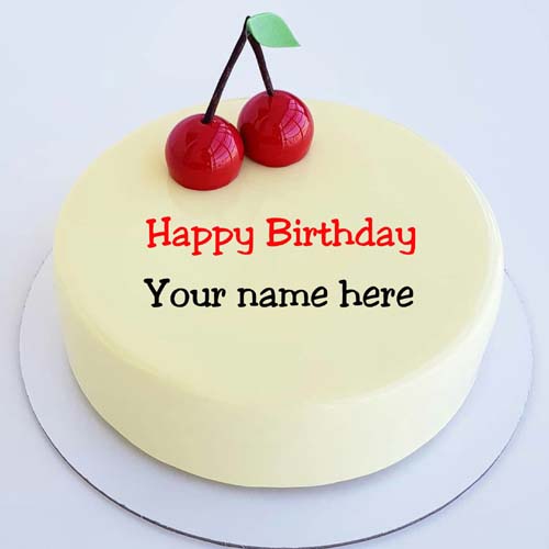 Vanilla Cherry Happy Birthday Name Cake For Brother