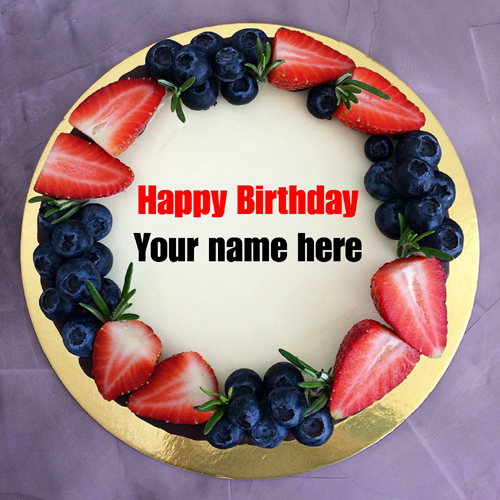 Write Friend Name On Fruit Birthday Cake