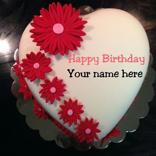 Beautiful Heart Shaped Birthday Cake With Name For Love