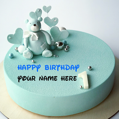 Happy 1st Birthday Wishes Cake For Kid With Name