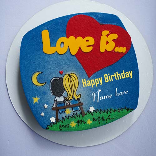 Romantic Happy Birthday Cake For Love With Name On It