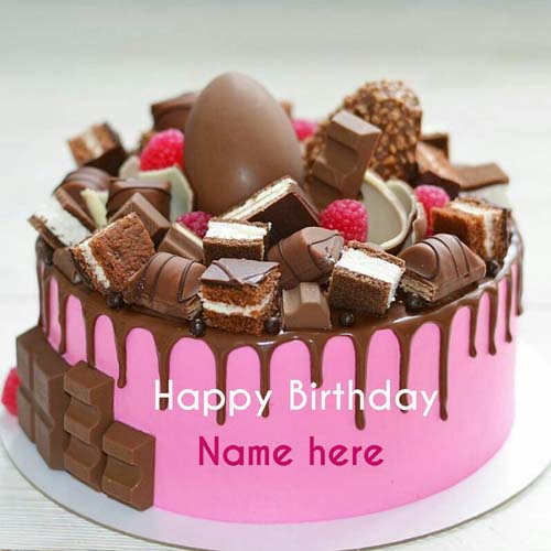 Strawberry Chocolate Birthday Cake For Friend With Name