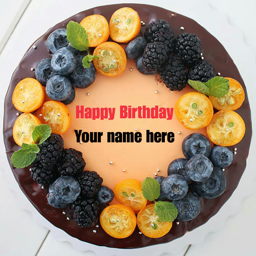 Orange Chocolate Birthday Cake With Name On It