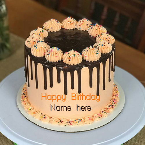 Orange Flavor Cream Birthday Cake For Mother With Name