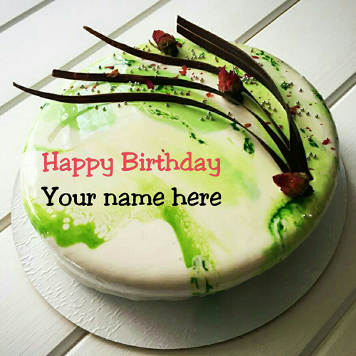 Pista Flavor Birthday Cake With Name For Brother 