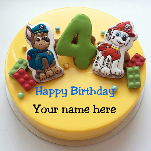 Happy 4th Birthday Wishes Cake With Name For Kid