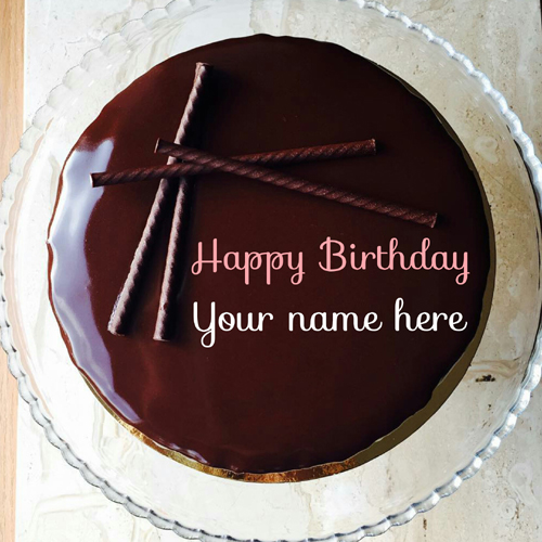 Write Name On Delicious Chocolate Cream Birthday Cake