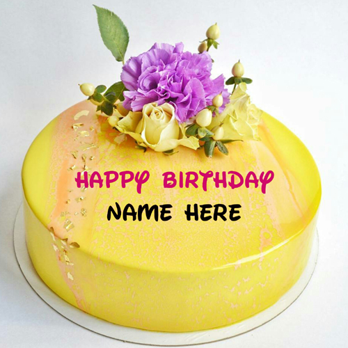 Pineapple Flavor Birthday Name Cake With Flower