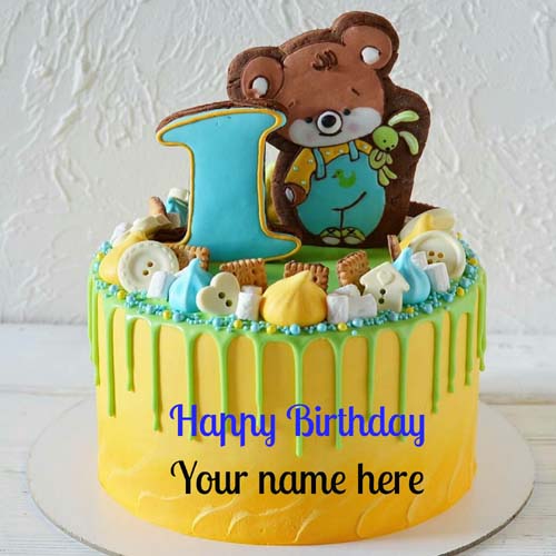 Happy 1st Birthday Wishes Name Cake For Kids