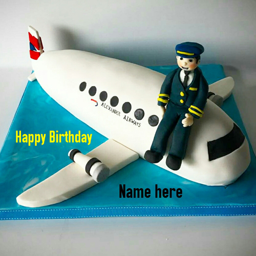Aeroplane Birthday Cake For Pilot With Name On It