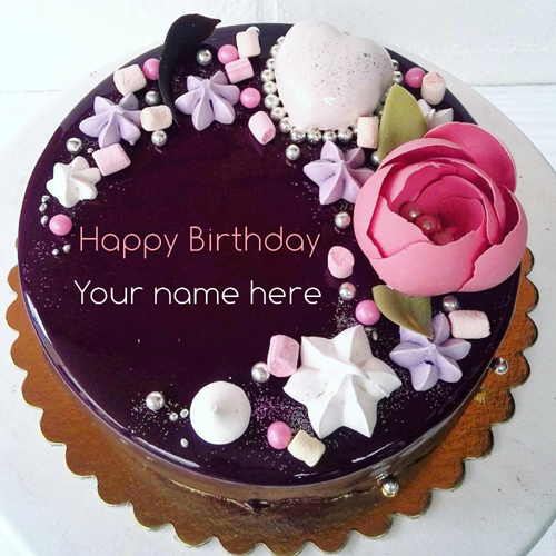 Beautiful Chocolate Birthday Cake With Name On It