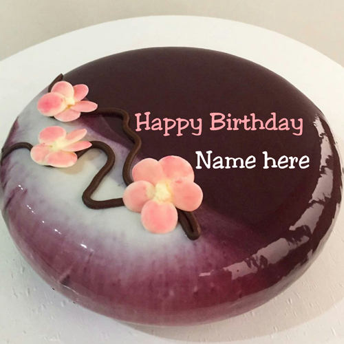 Chocolate Flower Birthday Cake With Name On It
