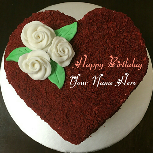 Chocolate Velvet Heart Birthday Cake For Love With Name