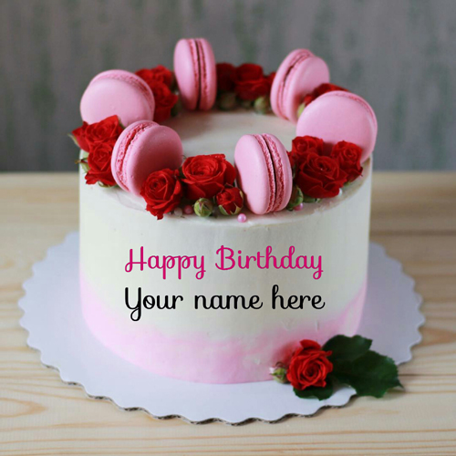 Write Name On Birthday Cake With Roses For Wife