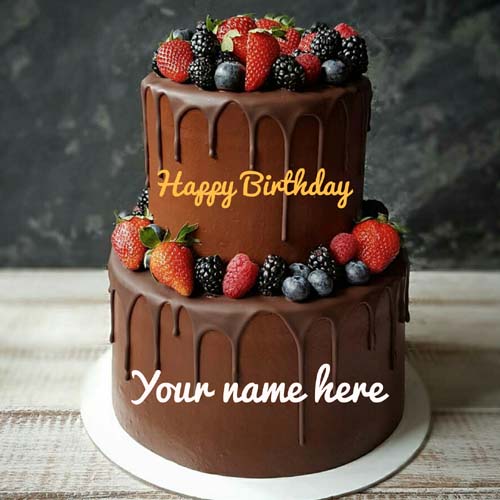 Double Layer Chocolate Birthday Cake With Fruit Topping
