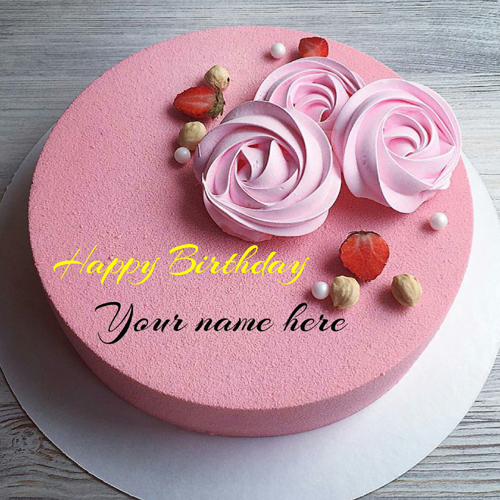 Rose Flavor Butter Cream Birthday Cake With Name