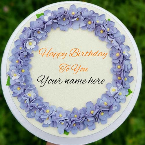 Generate Name On Lavender Flower Birthday Cake