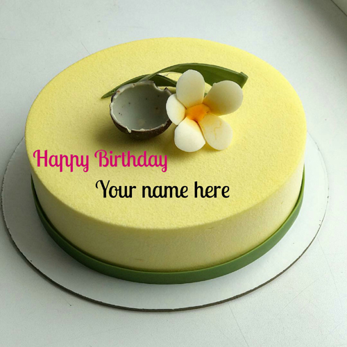 Coconut Flavor Birthday Cake With Name For Husband
