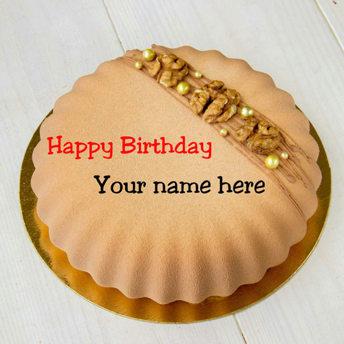 Walnut Birthday Wishes Cake With Name Edit For Father