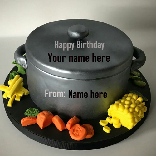 Kitchen Special Happy Birthday Cake With Name For Chef