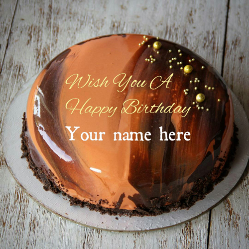 Orange Chocolate Birthday Cake With Name For Husband