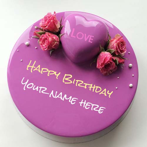 Birthday Heart Flower Cake With Name For Love