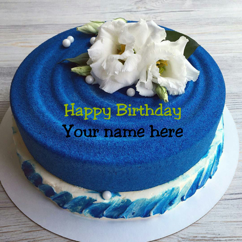 Blue Velvet Cake With Name For Mother Birthday