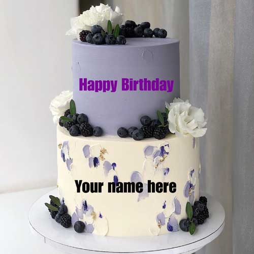 Black Currant Double Layer Cake With Name 