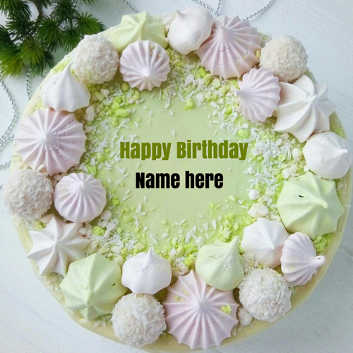 Pista Flavor Birthday Cake With Name On It
