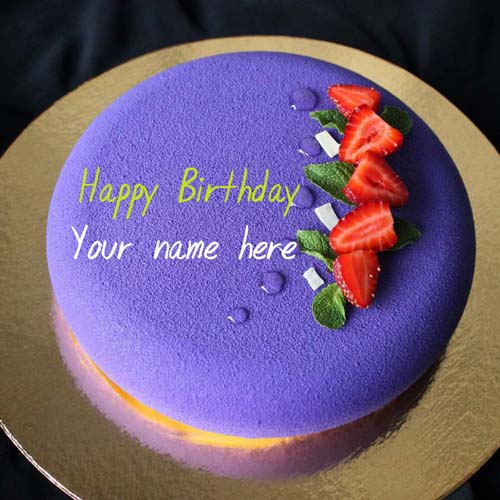 Black currant Birthday Cake With Strawberry Toppings