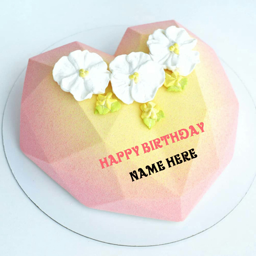 Beautiful Heart Shaped Birthday Cake With Name On It