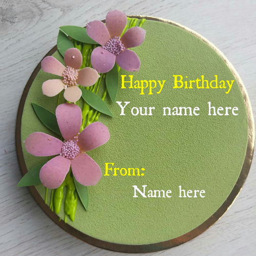 Flower Decorated Velvet Birthday Name Cake For Sister