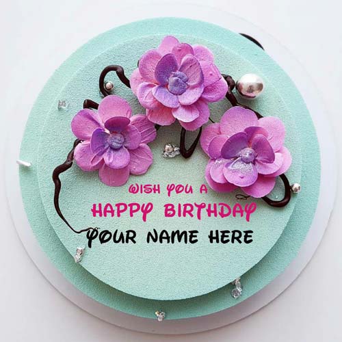 Write Name On Double Layer Flower Cake For Wife