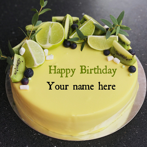 Lemon Kiwi Birthday Cake For Brother With Name